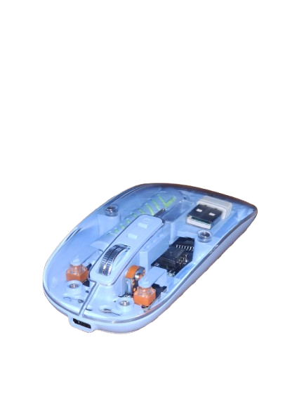 Sky Blue-Transparent Wireless USB + Bluetooth Rechargeable Mouse