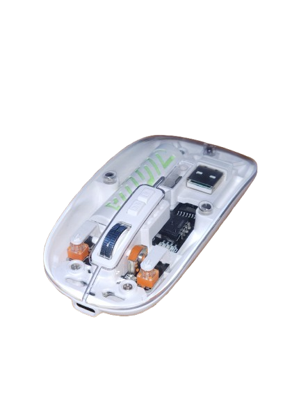 White-Transparent Wireless USB + Bluetooth Rechargeable Mouse