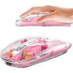 Pink Transparent Wireless USB + Bluetooth Rechargeable Mouse