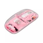 Pink Transparent Wireless USB + Bluetooth Rechargeable Mouse - Image 2