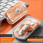 Orange-Transparent Wireless USB + Bluetooth Rechargeable Mouse - Image 4