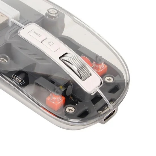 Grind Black-Transparent Wireless USB + Bluetooth Rechargeable Mouse