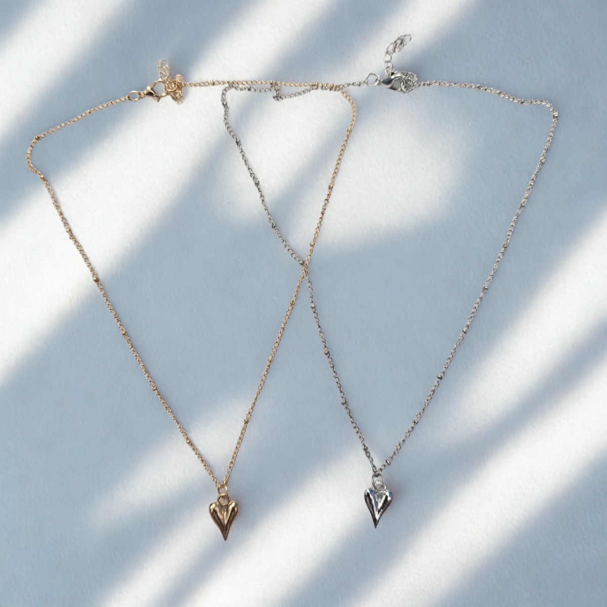 Heart Charm Pendant Necklace – Gold & Silver Edition - Image 1